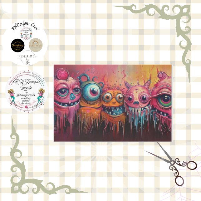 Whimsical Vibrancal Colored Monsters Decoupage Seidenpapier (Von Creator hochgeladen)