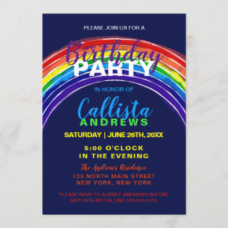 Whimsical Vibrancal Rainbow Watercolor Geburtstag Einladung