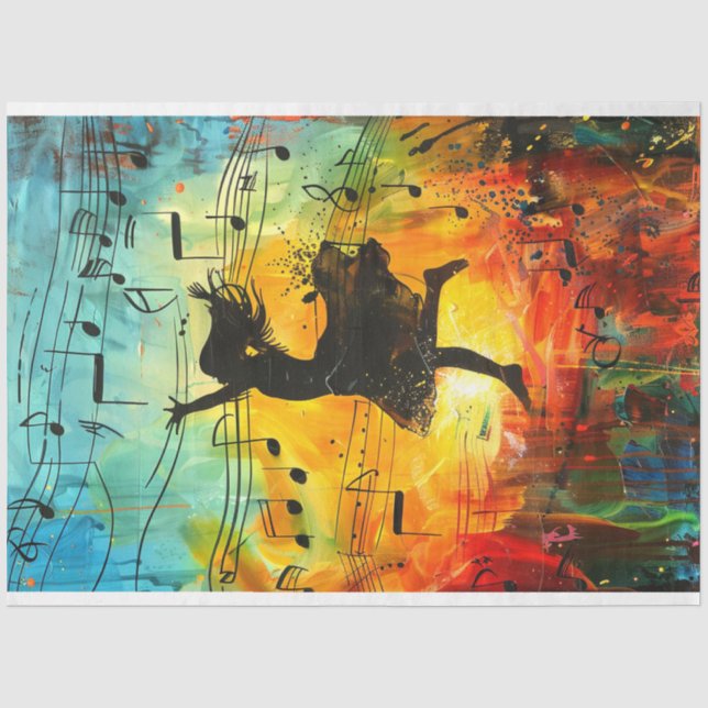 Whimsical Vibranred Girl Dancing Decoupage Seidenpapier (Vorderseite)