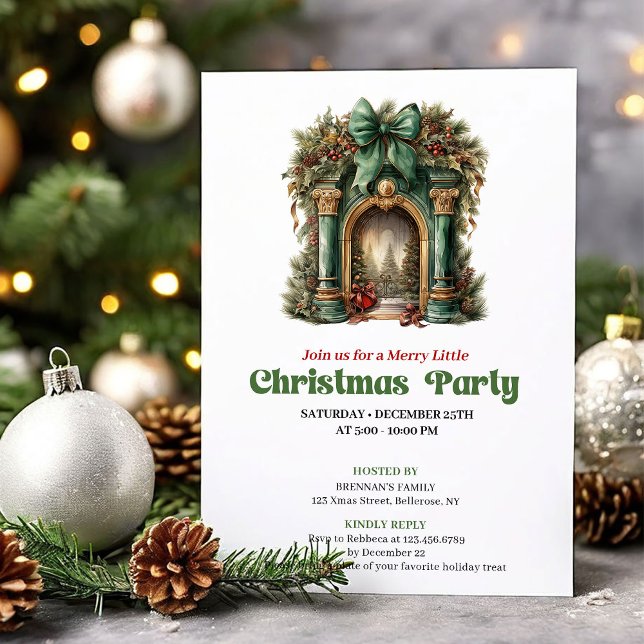 Whimsical Victorian Christmas fireplace party  Einladung (Whimsical Victorian Christmas fireplace party Invitation)