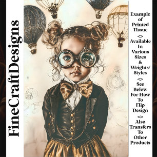 Whimsical Victorian Steampunk Mädchen W7 Decoupage Seidenpapier