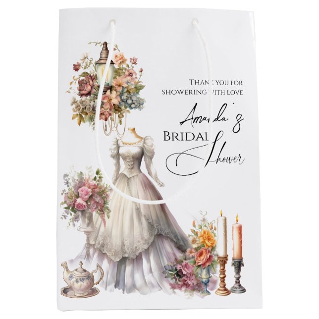 Whimsical Viktorianisch Wedding Dress Brautparty Mittlere Geschenktüte (Vorderseite)