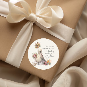 Whimsical Viktorianisch Wedding Dress Brautparty Runder Aufkleber