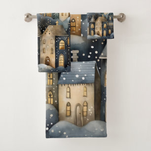 Whimsical Village Starry Skies Marine Gold