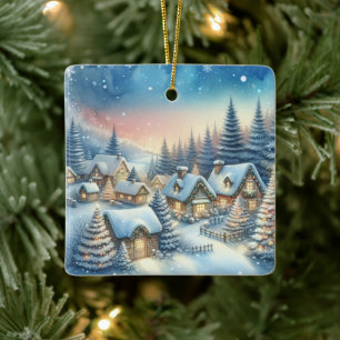 Whimsical Village Weihnachten Personalisiert Keramikornament