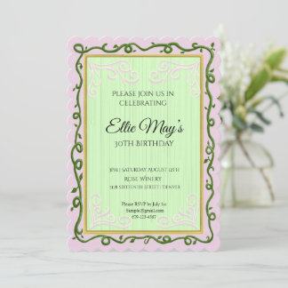 Whimsical Vine Birthday Invitation Einladung