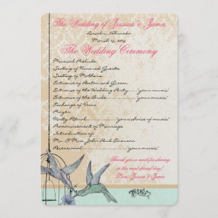 Whimsical Vintag Bird Cage Wedding Programm