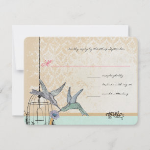 Whimsical Vintag Bird Cage Wedding RSVP