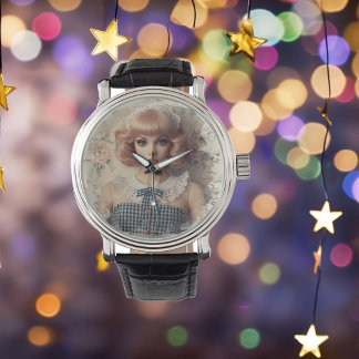 Whimsical Vintag Dollcore Girl Armbanduhr