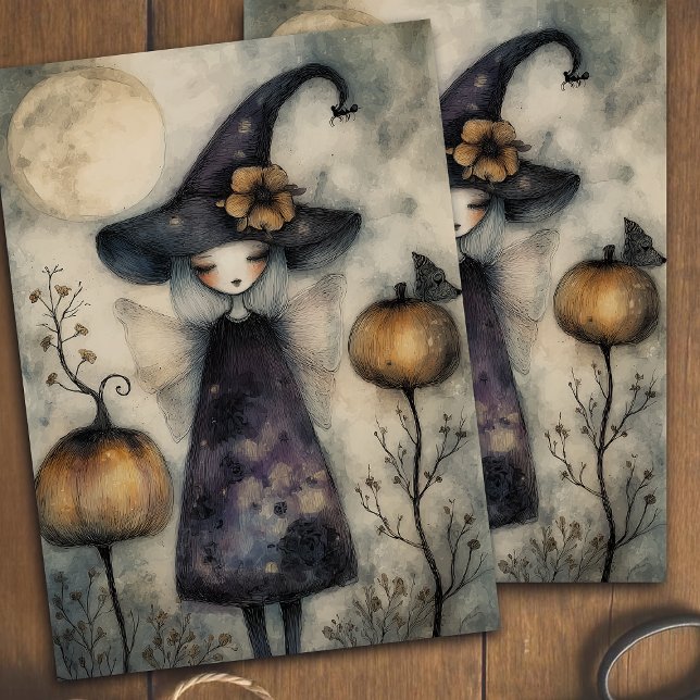 Whimsical Vintag Dreamy Hexe Halloween Dekoupage Seidenpapier (Von Creator hochgeladen)