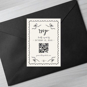 Whimsical Vintag French Wedding QR Code RSVP Card
