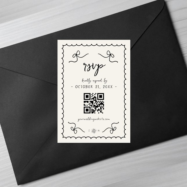 Whimsical Vintag French Wedding QR Code RSVP Card (Von Creator hochgeladen)