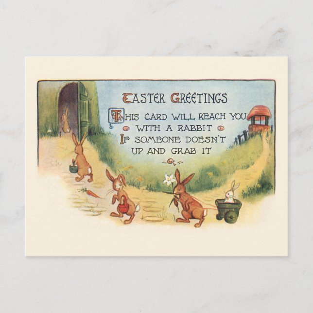 Whimsical Vintag Osterbände und Gruß Postkarte (Vorderseite)