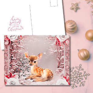 Whimsical Vintag rosa Hirschfest Weihnachten