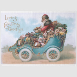 Whimsical Vintag Santa in Verziert Car Seidenpapier