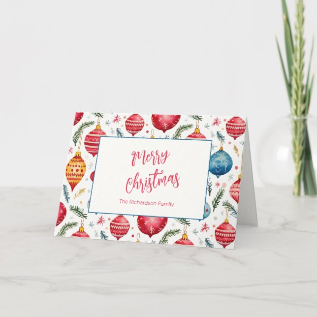 Whimsical Vintage Weihnachtsschmuck Feiertagskarte (Vorderseite)
