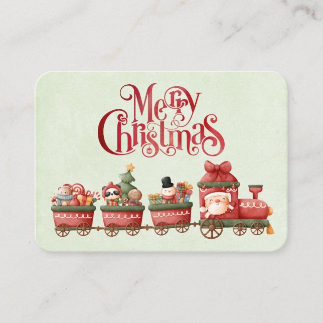 Whimsical Vintage Weihnachtszug mit Spielzeug Visitenkarte (Vorderseite)