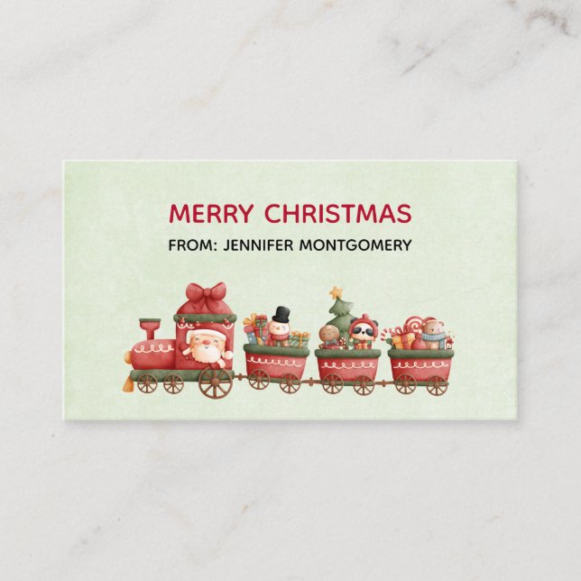 Whimsical Vintage Weihnachtszug mit Spielzeug Visitenkarte (Vorderseite)