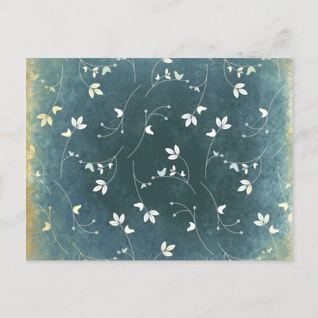 Whimsical Vintages Muster mit Birnen und Leav Postkarte (Vorderseite)