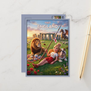 Whimsical Visit England Postkarte