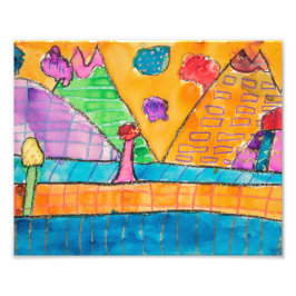 Whimsical Volcano Landschaft 8x10 Print Fotodruck