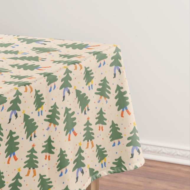 Whimsical Walking Weihnachtsbaummuster Tischdecke (Beispiel)