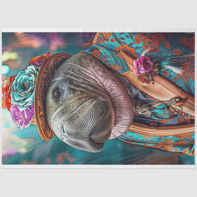 Whimsical Walrus Hippo Decoupage Seidenpapier (Vorderseite)