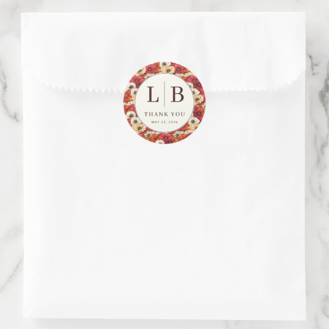 Whimsical Warm Floral Gratitude Runder Aufkleber (Tasche)