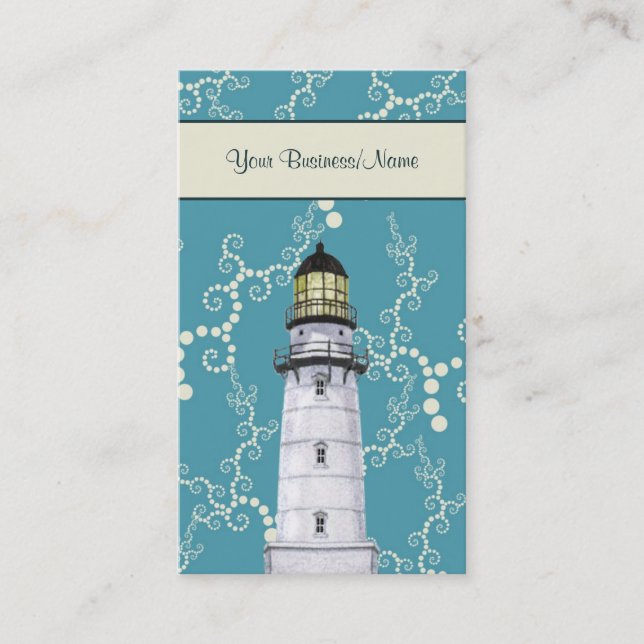 Whimsical Water Lighthouse Nautical Business Card Visitenkarte (Vorderseite)