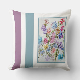 Whimsical Watercolor Blume und Schmetterlinge Kissen