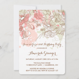 Whimsical Watercolor Blume zum Geburtstag Einladun Einladung