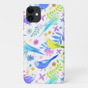 Whimsical Watercolor Budgie Parakeets Case-Mate iPhone Hülle