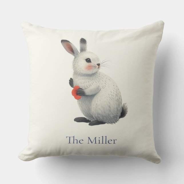 Whimsical Watercolor Bunny Easter Kissen (Vorderseite)