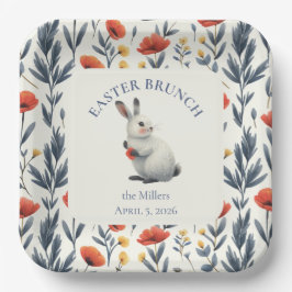 Whimsical Watercolor Bunny Meadow Easter Brunch Pappteller