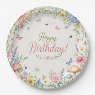 Whimsical Watercolor Butterfly Bee Ladybug Party Pappteller