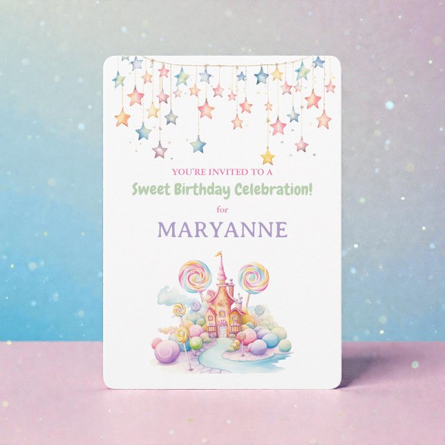 Whimsical Watercolor Candy Birthday Invitation (Créateur téléchargé)