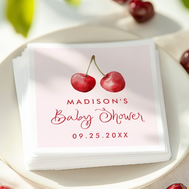 Whimsical Watercolor Cherry Baby Dusche Serviette (Von Creator hochgeladen)