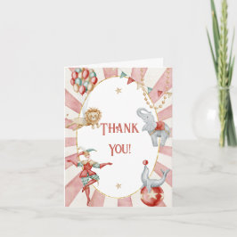 Whimsical Watercolor Circus Carnival Baby Shower Dankeskarte