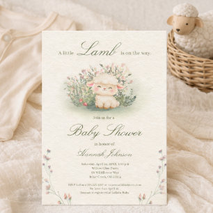 Whimsical Watercolor Ein Kleines Lamm Baby Shower Einladung