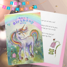Whimsical Watercolor Einhorn Mond Mädchen Geburtst