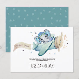 Whimsical Watercolor Elephant Airplane Vielen Dank Einladung