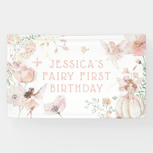 Whimsical Watercolor Fairy 1. Geburtstag Banner
