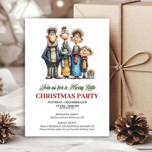 Whimsical Watercolor Family Christmas Party Invite Einladung (Whimsical Watercolor Family Christmas Party Invite)