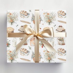 Whimsical Watercolor Florale Erdbeere Land Geschenkpapier Set