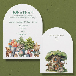 Whimsical Watercolor Forest Birthday Invitation