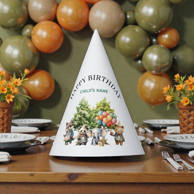 Whimsical Watercolor Forest Birthday Partyhütchen (Von Creator hochgeladen)
