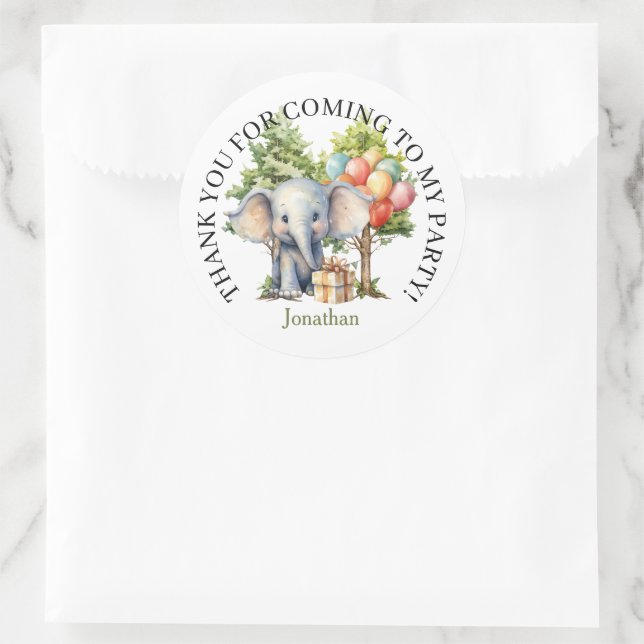 Whimsical Watercolor Forest Birthday Runder Aufkleber (Tasche)