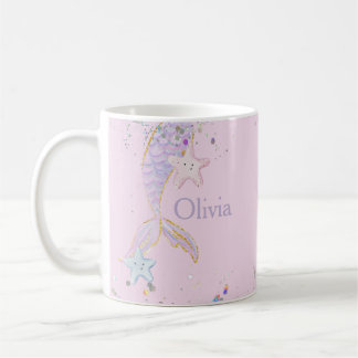 Whimsical Watercolor Glitzer Mermaid Schwanz Kaffeetasse