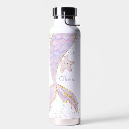 Whimsical Watercolor Glitzer Mermaid Schwanz Trinkflasche