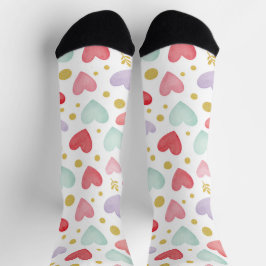 Whimsical Watercolor Herz & Goldstaub Socken